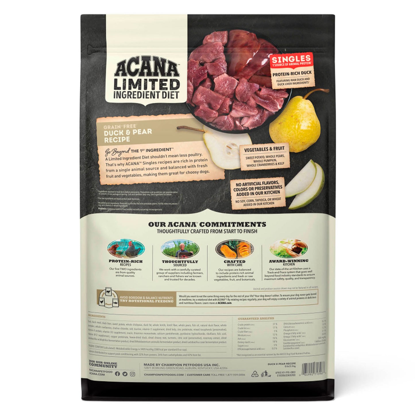 Alimento perro Acana Duck & Pear Trasera