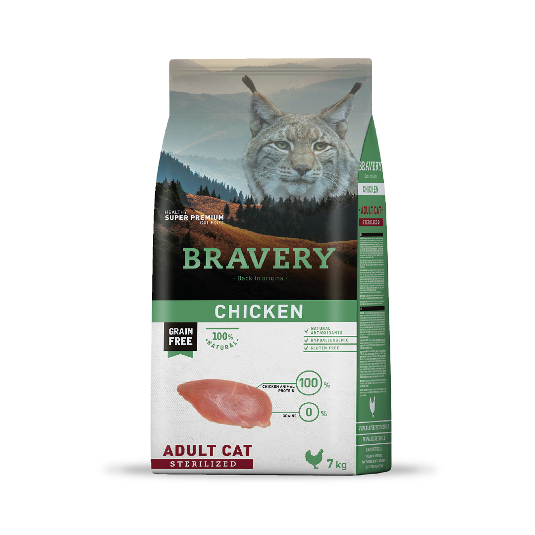Bravery para gatos adultos esterilizados sabor pollo