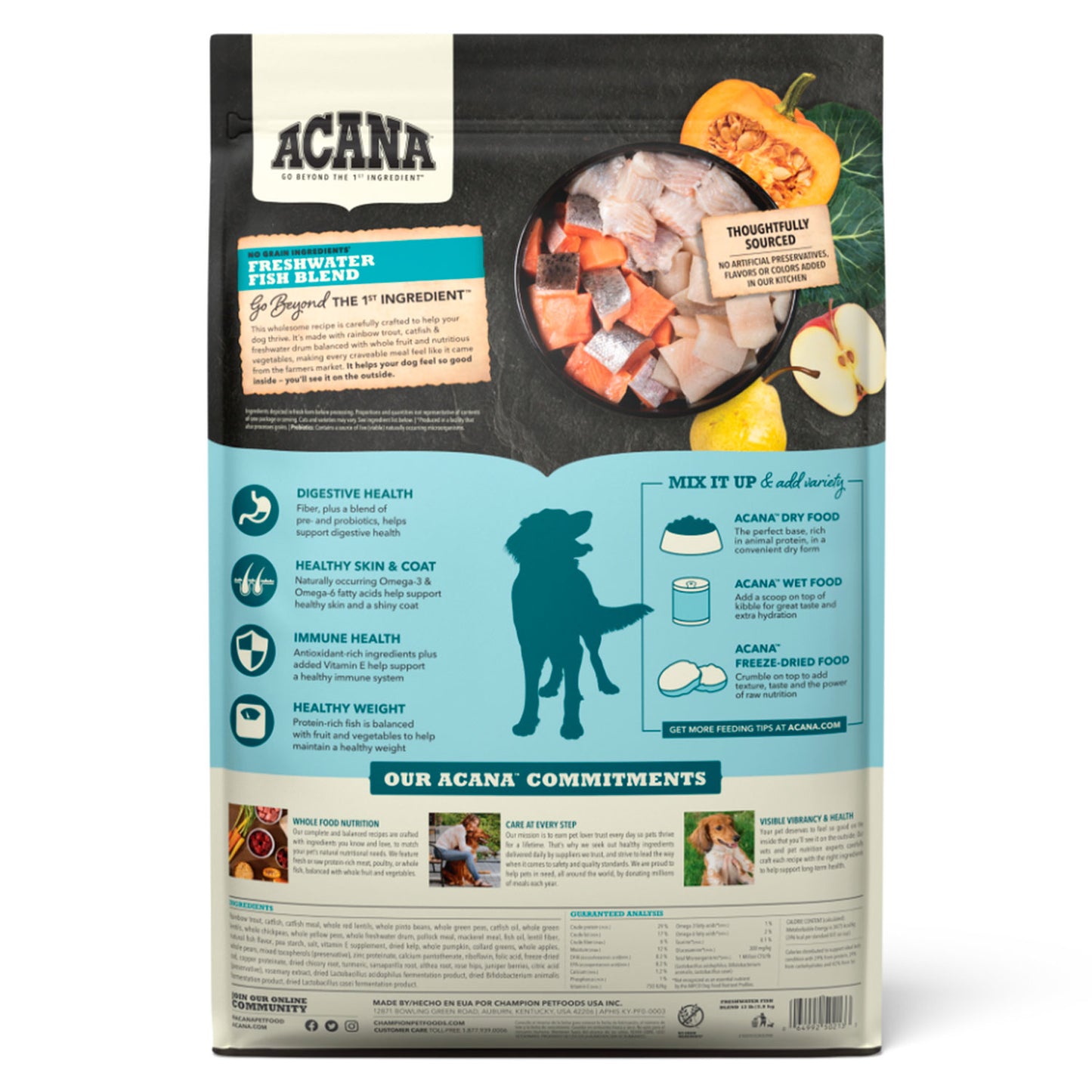 Comida para perro Acana Freshwater Ingredientes