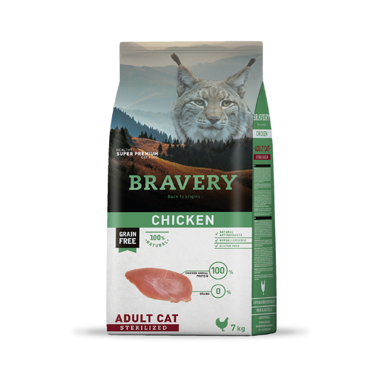 Bravery para gatos adultos esterilizados sabor pollo
